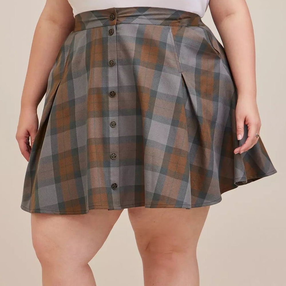 Torrid 00 (size 10) Sexy Outlander Tartan‎ Plaid Twill Woven Mini Skater Skirt